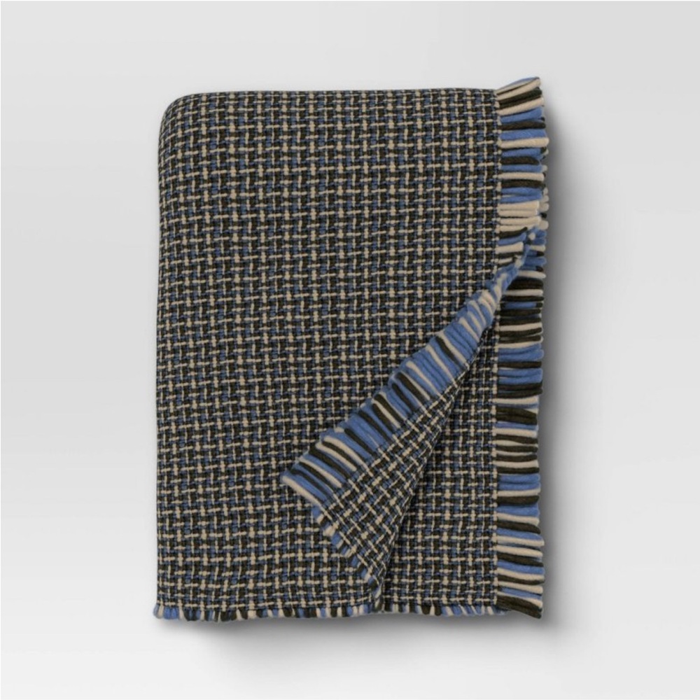 THRESHOLD NWT woven throw blanket -neutral/green/blue